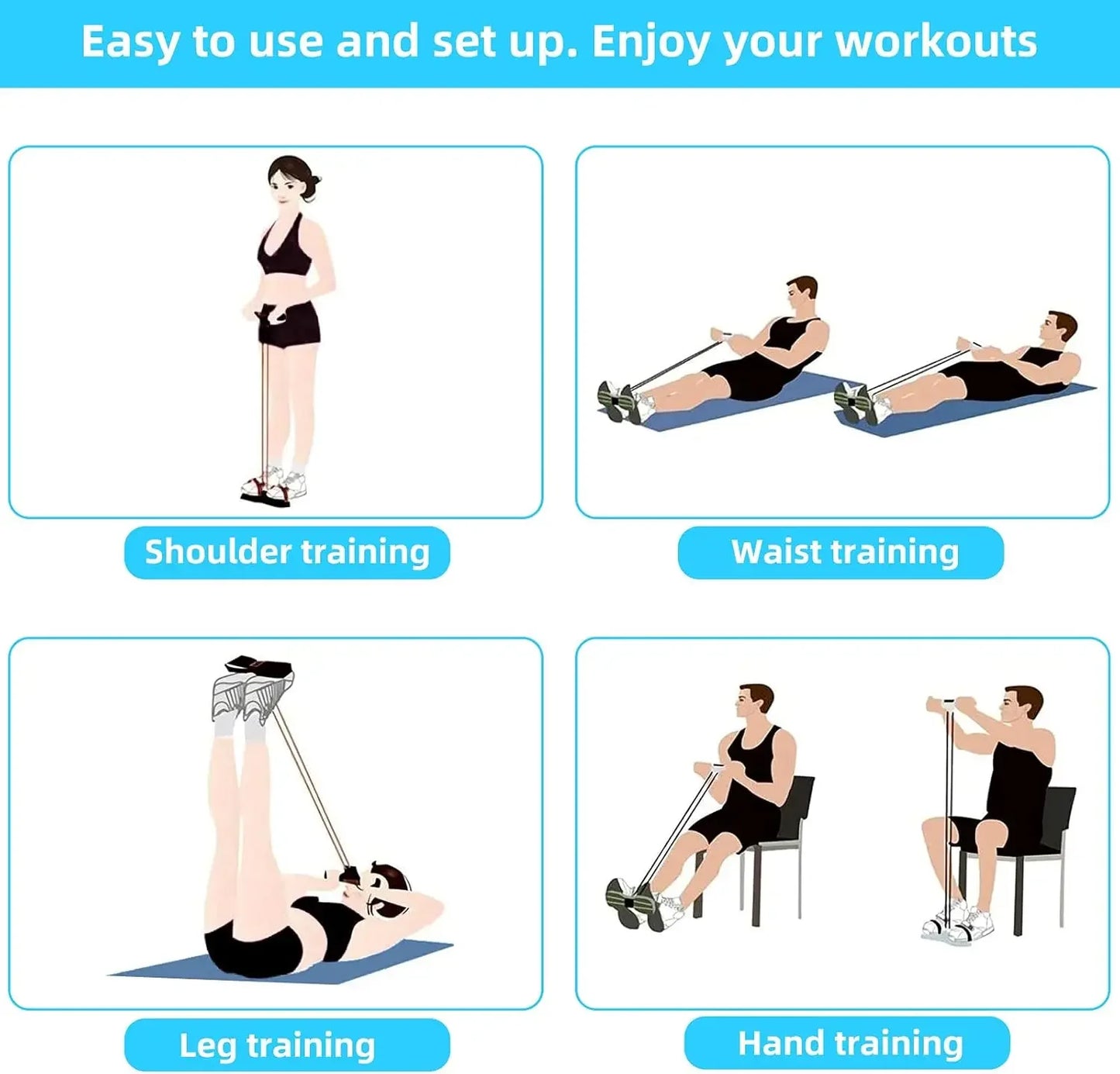6-Tube Pedal Chest Expander – Full-Body Resistance Trainer for Home Workouts