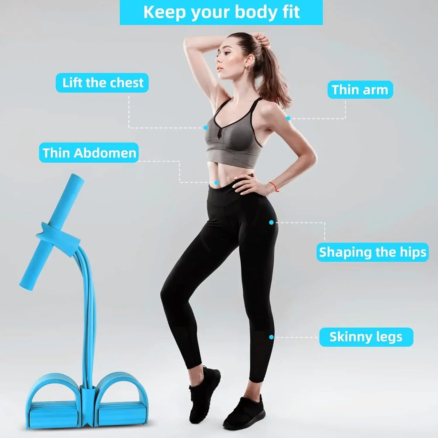 6-Tube Pedal Chest Expander – Full-Body Resistance Trainer for Home Workouts